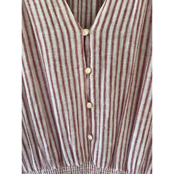 RAILS Jasmine Mini Dress Red White Rhone Stripe V Neck Linen Blend XL - Picture 5 of 15